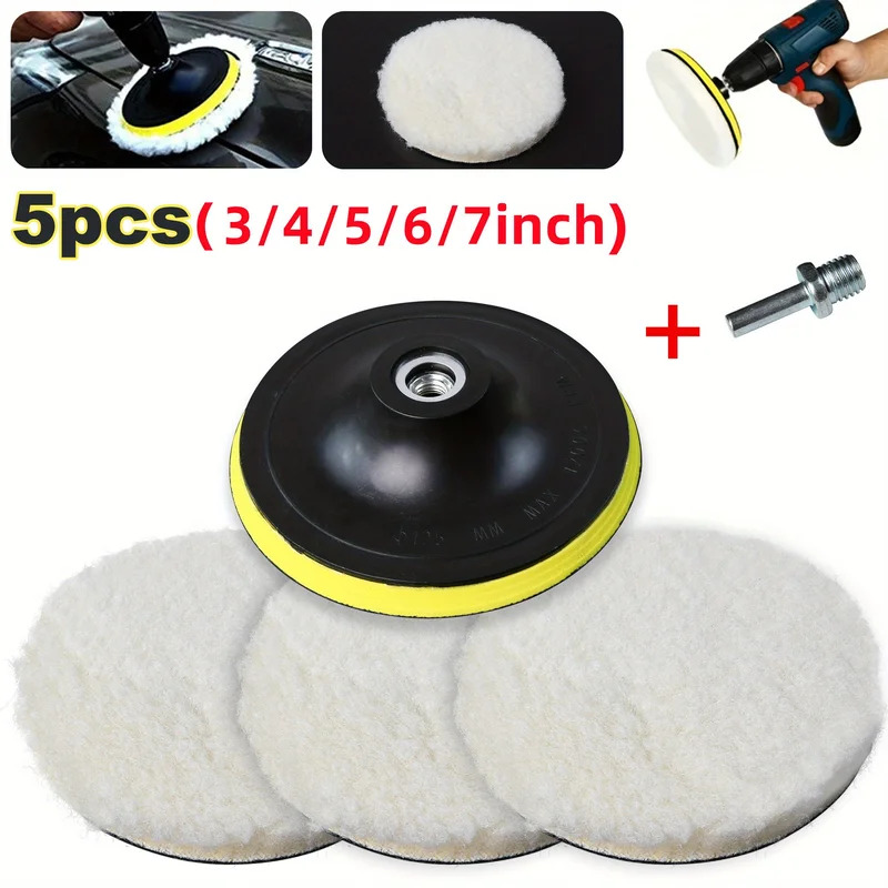 Car Wax Polishing Pad - 5PCS 7/6/5/4/3 inci Pad Poles Mobil