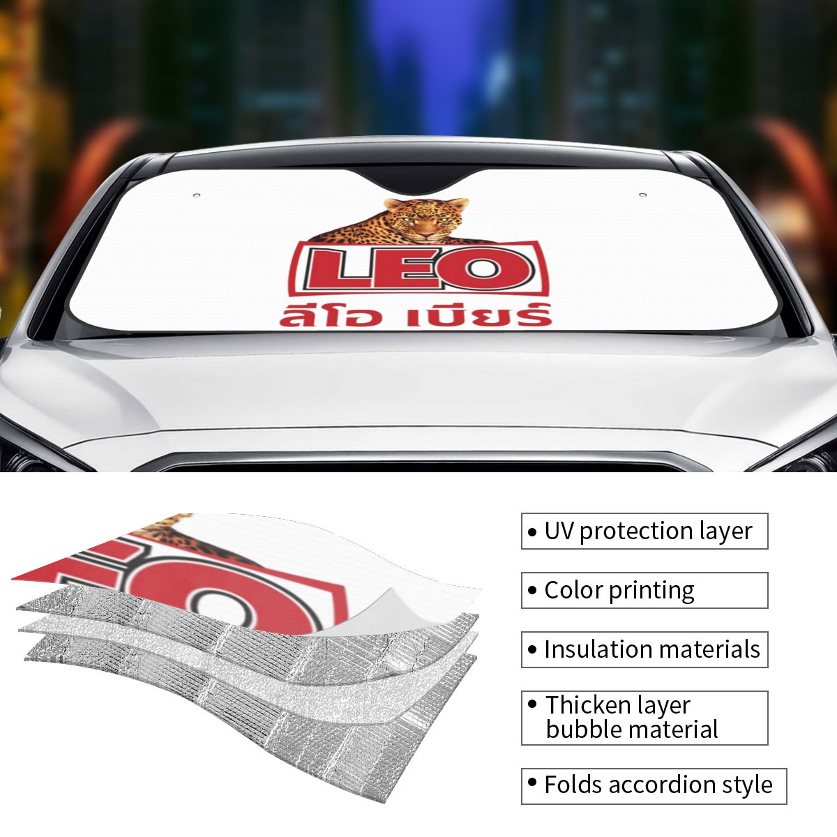 Leo Beer Bangkok Sunshade Kaca - Car Accessories Bangkok ulasan dan harga